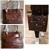 TAS WANITA FOSSIL ORIGINAL - VINTAGE SHOPPER CHOCOLATE BROWN TOTE BAG