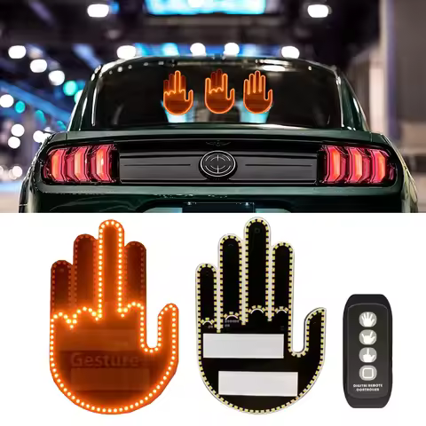 Finger Light For Car Gesture LED Car Middle Finger Back Window Car Sign LED Hand for Car