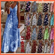 ENO Women Dress Plus Size V Neck Maxi Dresses Muslimah Floral Print  Vintage Bohemian Beach Long Wra