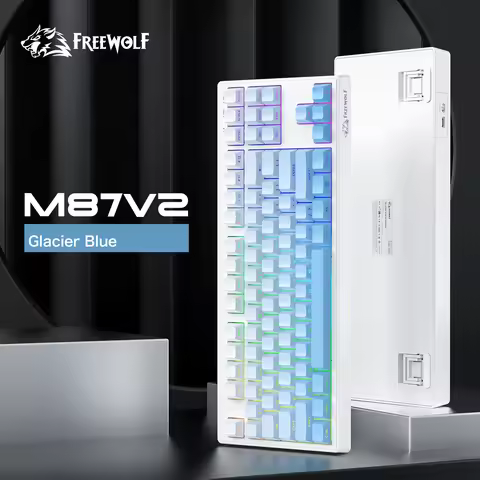 M87 V2 Bluetooth Wireless Mechanical Keyboard,FREEWOLF Low-profile Design,87-Key Layout,Cable Detach