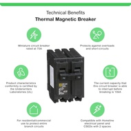 Square D by Schneider Electric Homeline 70 Amp Mini Circuit Breaker, 2 Pole, 120/240V AC, 10kA Break