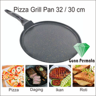 Marble Pizza Round Grill Pan Korea Jumbo 32 30 cm - Pemanggang Teflon Keramik Marbel Besar