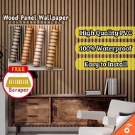 6257 WOOD PANEL WALLPAPER Self-Adhesive 45cmx10 Meter Dinding Ruang Tamu Wood Stickers Minimalist De