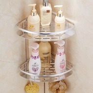 F77 - 2-Tier Stainless Steel Corner Bathroom Soap Rack for Walls and Shampoos