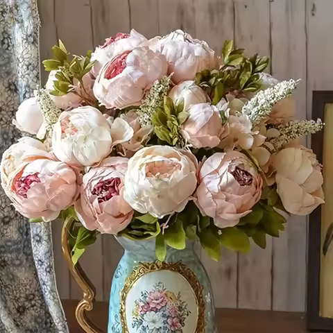1 Bunch of Vintage Artificial Peony Bouquet, Home Decorative Flowers, Wedding Decor Flowers, Artific