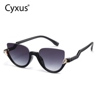 Cyxus แว่นตากันแดด Retro ครึ่งกรอบสำหรับผู้หญิงแฟชั่น Shades Diamond Shades PC กรอบแว่นตา 1079