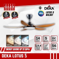 Deka Ceiling Fan Lotus 5 Walnut (56 inch) with LED 3 colour light - Walnut Kayu Blades