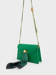 Roza 絲巾斜背小包 - 綠色