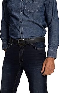 Menswear L-8XL 811983 Men's Large Sizes Leather Belt with Metal Clasp 4 cm Wide up to 170 cm, black,