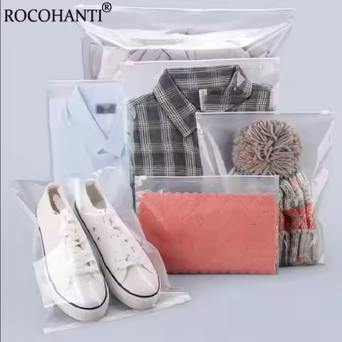 100x Waterproof Half Frosted / Half Transparent Ziplock Bag for Travel Shoes Clothing Gift Packing B
