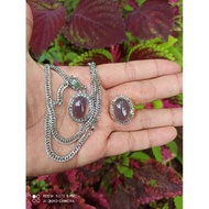LAVENDER AGATE STONE NECKLACE PENDANT + Bonus LAVENDER AGATE STONE RING (N)