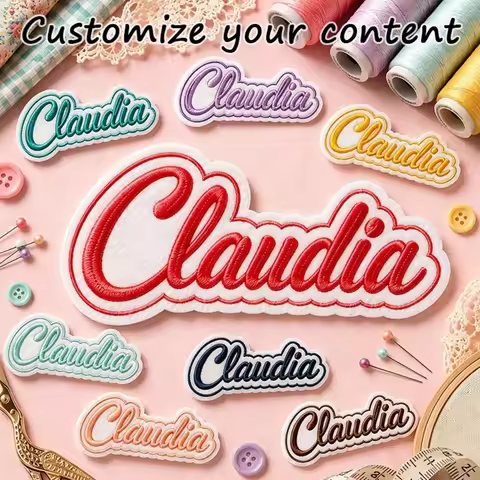 Personalized Script Name Embroidered Patch,Cloud Border Iron-on Adhesive Badge,Sewable Applique for 