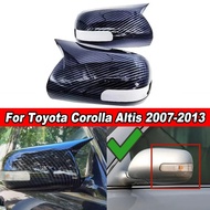 2ชิ้นวัสดุเอบีเอสรูปแตรคาร์บอนไฟเบอร์ฝาครอบกระจกกระจกมองหลังด้านหลังรถยนต์ฝาครอบกระจกอุปกรณ์เสริมสติ