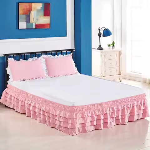 4-story Ruffle bed skirt surrounding elastic bedspread no surface family hotel double bed / full / k