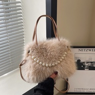 Furry Handbag Fashion Pearl Small Square Bag Ladies Messenger Bag Furry Bag On Time Delivery