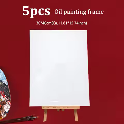 5pcs White And Black Blank Square Canvas Frame,11.81x15.74 Inches ( 30 X 40 Cm) Cotton Artist Canvas
