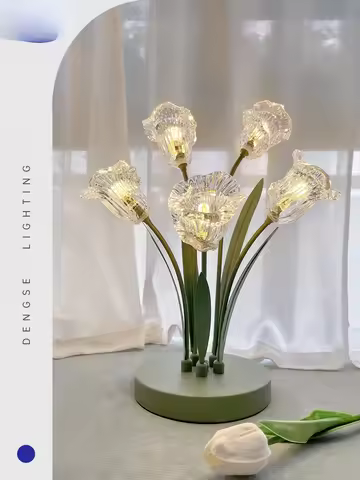 Tulip desk lamp lily of the valley flower ins wind girl warm birthday wedding gift night lamp bedroo