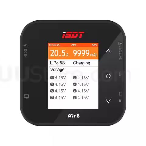 New ISDT Air8 Lipo power Balance Battery Charger Discharger 20A 500W DC 1-8S Li-Po Li-Hv Li-Ion Li-F