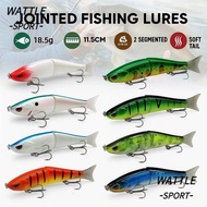 WATTLE Fishing Lure Bait, 2-section Bionic Swimbait, Professional 18.5g Softtail 11.5CM Glide Hard B