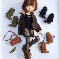 Blythe Small Cloth azone OB24 OB22 momoko Rubber Doll Can Wear Retro Tassel Boots