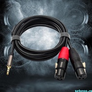 zebecc 50cm 1 2 3 0m 3 5mm Male to 2Double 3Pin Female Shielded Microphone Cord Grade