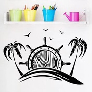 Summer Wall Decal Vacation Time To Travel Ocean Sea Beach Palm Vinyl Wall Stickers Home Decoration F
