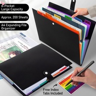 Thickened PP No Tear Expanding File Folder, 7 Pockets 200 Sheets A4 Size Rainbow Tab Organizer, Snap