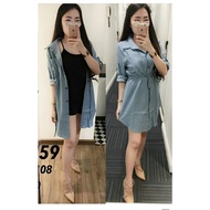 KEMEJA KATUN RF - DELL blazer shirt, denim cotton material, waist circumference 80cm with straps Siz