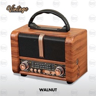 【NEW】 Vintage Rechargeable Radio Strong FM Receiver Wireless Bluetooth Speaker USB TF Mp3 TWS wood w
