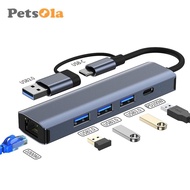 [PETSOLA] USB C to Ethernet Adapter Gigabit Ethernet LAN Adapter 5Gbps Data Transfer USB Expander Hu