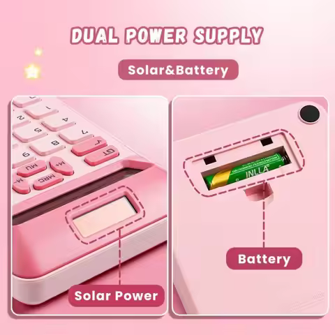 Solar&Battery Scientific Calculator Dual Power Supply Large LCD Display Standard Function Calculator