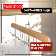 [Ready Stock] Solid Wood 8-Hook Hanger 实木8钩衣架 Penyangkut Kayu 8 Cangkuk
