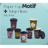 TKKH 50pcs PAPER CUP 8oz PRINTING MOTIF COFFEE CUP PAPER CUP PRINTING GLASS