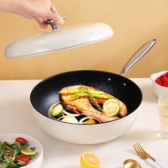 JPE - 【32cm｜鵝卵石】白色鵝卵石不沾鍋 抗菌鵝卵石鍋 平底鑊 煎鍋 平底鍋 白色鍋具 不粘鍋 電磁爐 煤氣爐通用