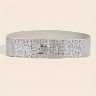 Bling Rhinestone Belt Diamond Full Diamond Belt Elastic Wide Belt Flash Diamond Crystal Girdle Elast