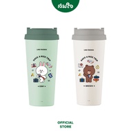 LocknLock (ล็อกเอ็นล็อก) กระบอกน้ำเก็บอุณหภูมิสีเขียว LINE Friends Energetic Tumbler รุ่น LHC4279LF 