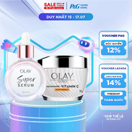 Combo 2 SUPER SERUM OLAY SỨC MẠNH TỪ 5 DƯỠNG CHẤT TRONG 1 - Chai 30ML Và Kem Dưỡng Ẩm OLAY LUMINOUS