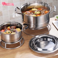 XIAWUSS Cauldron, Stainless Steel Bilayer Pot Storage Rack,  Rotundity Bold Wok Stand Kitchen