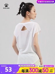 Kelme ผู้หญิง เสื้อยืดวิ่งออกกําลังกาย Quick Dry ระบายอากาศได้ดี Sweat Wicking หลวม ชุดกีฬาคอกลม ลำล