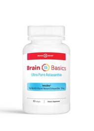 Brain Basics Ultra Pure Astaxanthin - 12mg AstaZine with 6mg Vitamin E. Non-GMO, Gluten Free Astaxan