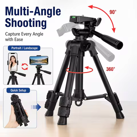 F-10T Mini Tripod Stand 1/4 Screw Desktop Phone Camera Holder, Portable Stable Tripod for Vlog Live 