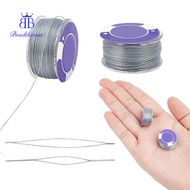 1set 2 rolls Special Coated Polyester Beading Threads with Stainless Steel Collapsible Big Eye Beadi