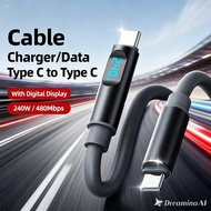 Type C to Type C Data Cable Digital Display Fast Charging 240W 5A 48V Data Cable Charger with Digita