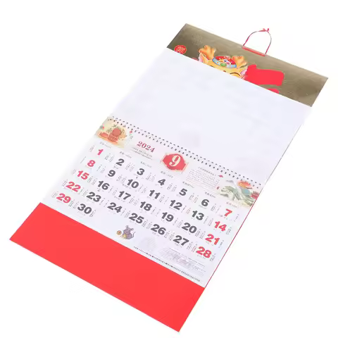 Traditional Chinese 2024 Year of Dragon Wall Hanging Calendar Lunar Calendar Planner Home Office Dec