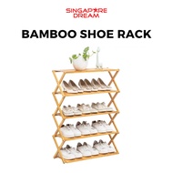 Shoe Rack - Multifunctional Foldable Bamboo Wooden Plant Stand Storage Rack  For Living Room Bathroom