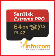 SanDisk Extreme Pro microSDXC 64GB A2 UHS-1 U3 V30 (Up to 170MB/s Read, 90MB/s Write) Memory Card with Adapter SDSQXCY