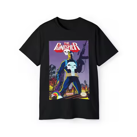 Vintage The Punisher T Shirt Men Oversized Short Sleeve Tee Retro Marvel Comic Print T-shirt Streetw