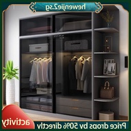 Sliding Door Wardrobe Wardrobe Wardrobe Cabinet Sliding Door Wardrobe Light Luxury Glass Storage And