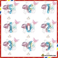 7pcs Mermaid Number Star Balloon Set Kid Birthday Party Photo Backdrop Decoration