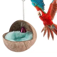 รังนกนกมะพร้าวแบบห้อยบ้านมะพร้าวพร้อมด้วยอุปกรณ์เสริมกรงนกเบาะให้ความอบอุ่นสำหรับนกขมิ้น Parakeet นกแก้ว